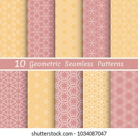 Set of seamless line patterns. Colorful geometric backgrounds collection. Endless repeating linear texture for wallpaper, packaging, banners, invitations, business cards, fabric print