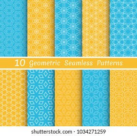 Set of seamless line patterns. Colorful geometric backgrounds collection. Endless repeating linear texture for wallpaper, packaging, banners, invitations, business cards, fabric print