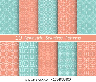 Set of seamless line patterns. Colorful geometric backgrounds collection. Endless repeating linear texture for wallpaper, packaging, banners, invitations, business cards, fabric print