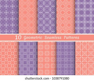 Set of seamless line patterns. Colorful geometric backgrounds collection. Endless repeating linear texture for wallpaper, packaging, banners, invitations, business cards, fabric print