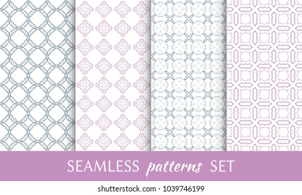 Set of seamless line patterns. Colorful geometric backgrounds collection. Endless repeating linear texture for wallpaper, packaging, banners, invitations, business cards, fabric print