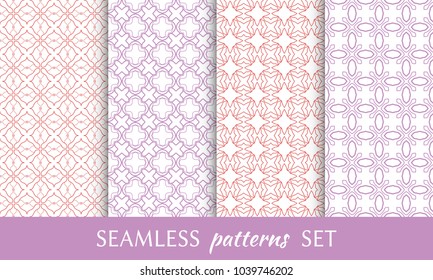 Set of seamless line patterns. Colorful geometric backgrounds collection. Endless repeating linear texture for wallpaper, packaging, banners, invitations, business cards, fabric print