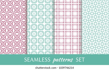 Set of seamless line patterns. Colorful geometric backgrounds collection. Endless repeating linear texture for wallpaper, packaging, banners, invitations, business cards, fabric print