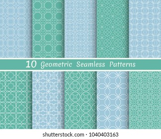 Set of seamless line patterns. Colorful geometric backgrounds collection. Endless repeating linear texture for wallpaper, packaging, banners, invitations, business cards, fabric print