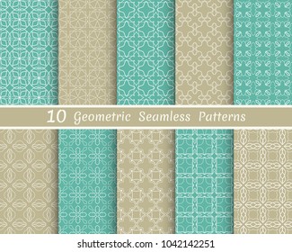 Set of seamless line patterns. Colorful geometric backgrounds collection. Endless repeating linear texture for wallpaper, packaging, banners, invitations, business cards, fabric print