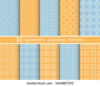 Set of seamless line patterns. Colorful geometric backgrounds collection. Endless repeating linear texture for wallpaper, packaging, banners, invitations, business cards, fabric print