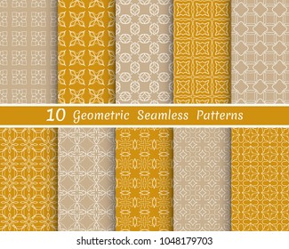 Set of seamless line patterns. Colorful geometric backgrounds collection. Endless repeating linear texture for wallpaper, packaging, banners, invitations, business cards, fabric print