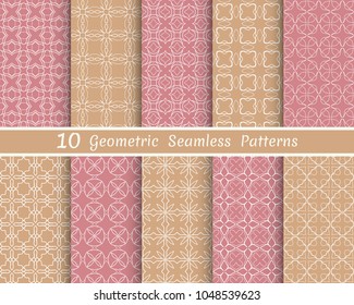 Set of seamless line patterns. Colorful geometric backgrounds collection. Endless repeating linear texture for wallpaper, packaging, banners, invitations, business cards, fabric print