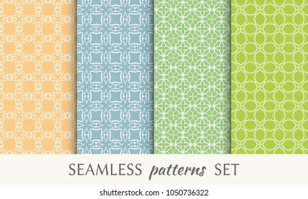 Set of seamless line patterns. Colorful geometric backgrounds collection. Endless repeating linear texture for wallpaper, packaging, banners, invitations, business cards, fabric print