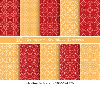 Set of seamless line patterns. Colorful geometric backgrounds collection. Endless repeating linear texture for wallpaper, packaging, banners, invitations, business cards, fabric print
