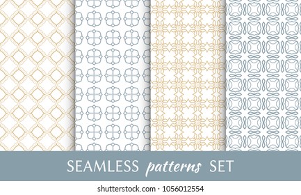 Set of seamless line patterns. Colorful geometric backgrounds collection. Endless repeating linear texture for wallpaper, packaging, banners, invitations, business cards, fabric print