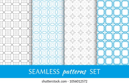 Set of seamless line patterns. Colorful geometric backgrounds collection. Endless repeating linear texture for wallpaper, packaging, banners, invitations, business cards, fabric print
