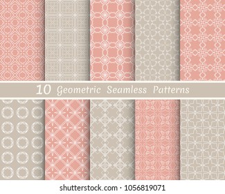 Set of seamless line patterns. Colorful geometric backgrounds collection. Endless repeating linear texture for wallpaper, packaging, banners, invitations, business cards, fabric print