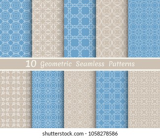Set of seamless line patterns. Colorful geometric backgrounds collection. Endless repeating linear texture for wallpaper, packaging, banners, invitations, business cards, fabric print