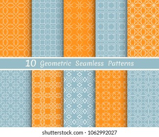 Set of seamless line patterns. Colorful geometric backgrounds collection. Endless repeating linear texture for wallpaper, packaging, banners, invitations, business cards, fabric print