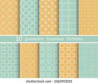 Set of seamless line patterns. Colorful geometric backgrounds collection. Endless repeating linear texture for wallpaper, packaging, banners, invitations, business cards, fabric print