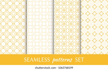 Set of seamless line patterns. Colorful geometric backgrounds collection. Endless repeating linear texture for wallpaper, packaging, banners, invitations, business cards, fabric print