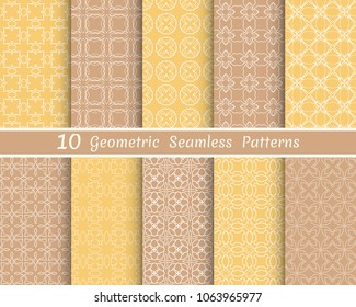 Set of seamless line patterns. Colorful geometric backgrounds collection. Endless repeating linear texture for wallpaper, packaging, banners, invitations, business cards, fabric print