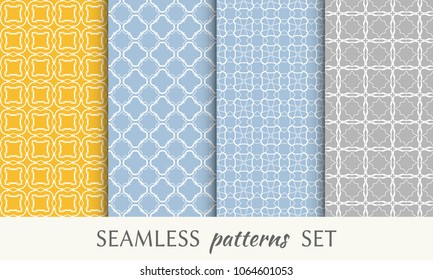Set of seamless line patterns. Colorful geometric backgrounds collection. Endless repeating linear texture for wallpaper, packaging, banners, invitations, business cards, fabric print