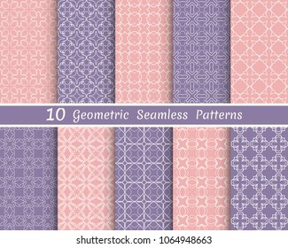 Set of seamless line patterns. Colorful geometric backgrounds collection. Endless repeating linear texture for wallpaper, packaging, banners, invitations, business cards, fabric print