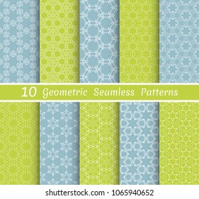Set of seamless line patterns. Colorful geometric backgrounds collection. Endless repeating linear texture for wallpaper, packaging, banners, invitations, business cards, fabric print