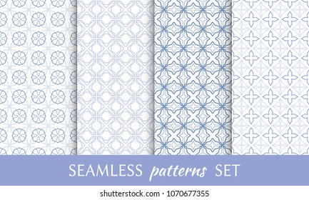 Set of seamless line patterns. Colorful geometric backgrounds collection. Endless repeating linear texture for wallpaper, packaging, banners, invitations, business cards, fabric print