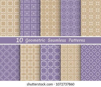 Set of seamless line patterns. Colorful geometric backgrounds collection. Endless repeating linear texture for wallpaper, packaging, banners, invitations, business cards, fabric print