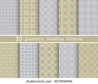 Set of seamless line patterns. Colorful geometric backgrounds collection. Endless repeating linear texture for wallpaper, packaging, banners, invitations, business cards, fabric print