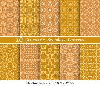 Set of seamless line patterns. Colorful geometric backgrounds collection. Endless repeating linear texture for wallpaper, packaging, banners, invitations, business cards, fabric print