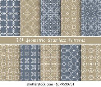 Set of seamless line patterns. Colorful geometric backgrounds collection. Endless repeating linear texture for wallpaper, packaging, banners, invitations, business cards, fabric print