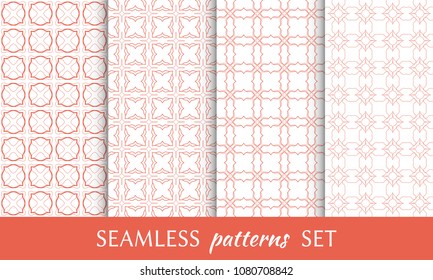 Set of seamless line patterns. Colorful geometric backgrounds collection. Endless repeating linear texture for wallpaper, packaging, banners, invitations, business cards, fabric print