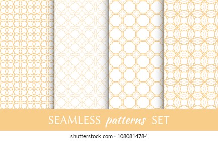 Set of seamless line patterns. Colorful geometric backgrounds collection. Endless repeating linear texture for wallpaper, packaging, banners, invitations, business cards, fabric print