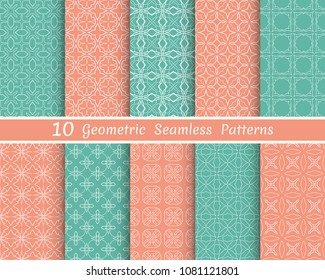 Set of seamless line patterns. Colorful geometric backgrounds collection. Endless repeating linear texture for wallpaper, packaging, banners, invitations, business cards, fabric print