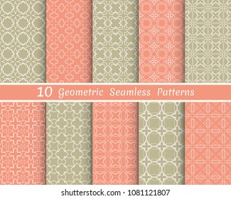Set of seamless line patterns. Colorful geometric backgrounds collection. Endless repeating linear texture for wallpaper, packaging, banners, invitations, business cards, fabric print