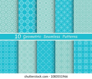 Set of seamless line patterns. Colorful geometric backgrounds collection. Endless repeating linear texture for wallpaper, packaging, banners, invitations, business cards, fabric print