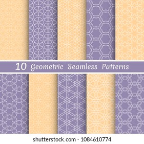 Set of seamless line patterns. Colorful geometric backgrounds collection. Endless repeating linear texture for wallpaper, packaging, banners, invitations, business cards, fabric print