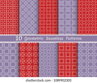 Set of seamless line patterns. Colorful geometric backgrounds collection. Endless repeating linear texture for wallpaper, packaging, banners, invitations, business cards, fabric print