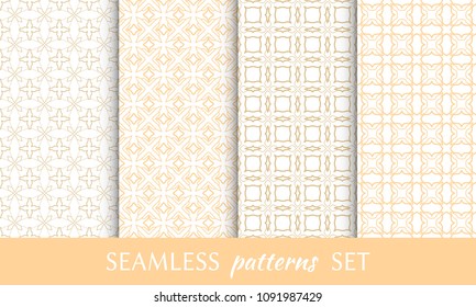 Set of seamless line patterns. Colorful geometric backgrounds collection. Endless repeating linear texture for wallpaper, packaging, banners, invitations, business cards, fabric print
