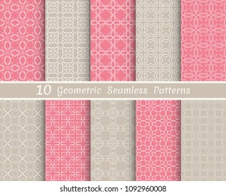 Set of seamless line patterns. Colorful geometric backgrounds collection. Endless repeating linear texture for wallpaper, packaging, banners, invitations, business cards, fabric print