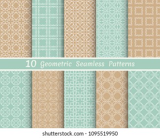 Set of seamless line patterns. Colorful geometric backgrounds collection. Endless repeating linear texture for wallpaper, packaging, banners, invitations, business cards, fabric print