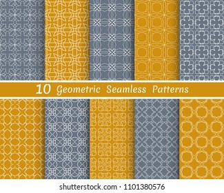 Set of seamless line patterns. Colorful geometric backgrounds collection. Endless repeating linear texture for wallpaper, packaging, banners, invitations, business cards, fabric print