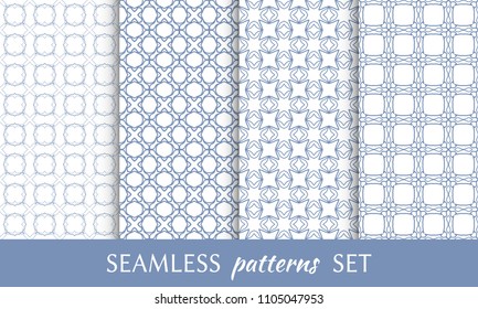 Set of seamless line patterns. Colorful geometric backgrounds collection. Endless repeating linear texture for wallpaper, packaging, banners, invitations, business cards, fabric print