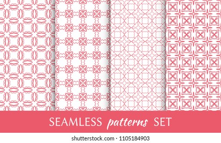 Set of seamless line patterns. Colorful geometric backgrounds collection. Endless repeating linear texture for wallpaper, packaging, banners, invitations, business cards, fabric print