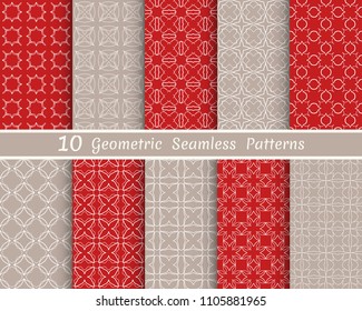 Set of seamless line patterns. Colorful geometric backgrounds collection. Endless repeating linear texture for wallpaper, packaging, banners, invitations, business cards, fabric print