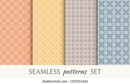 Set of seamless line patterns. Colorful geometric backgrounds collection. Endless repeating linear texture for wallpaper, packaging, banners, invitations, business cards, fabric print
