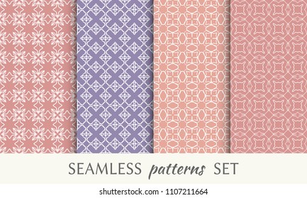 Set of seamless line patterns. Colorful geometric backgrounds collection. Endless repeating linear texture for wallpaper, packaging, banners, invitations, business cards, fabric print