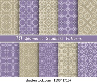 Set of seamless line patterns. Colorful geometric backgrounds collection. Endless repeating linear texture for wallpaper, packaging, banners, invitations, business cards, fabric print