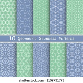 Set of seamless line patterns. Colorful geometric backgrounds collection. Endless repeating linear texture for wallpaper, packaging, banners, invitations, business cards, fabric print