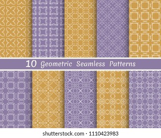 Set of seamless line patterns. Colorful geometric backgrounds collection. Endless repeating linear texture for wallpaper, packaging, banners, invitations, business cards, fabric print