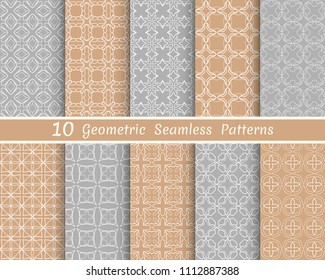 Set of seamless line patterns. Colorful geometric backgrounds collection. Endless repeating linear texture for wallpaper, packaging, banners, invitations, business cards, fabric print